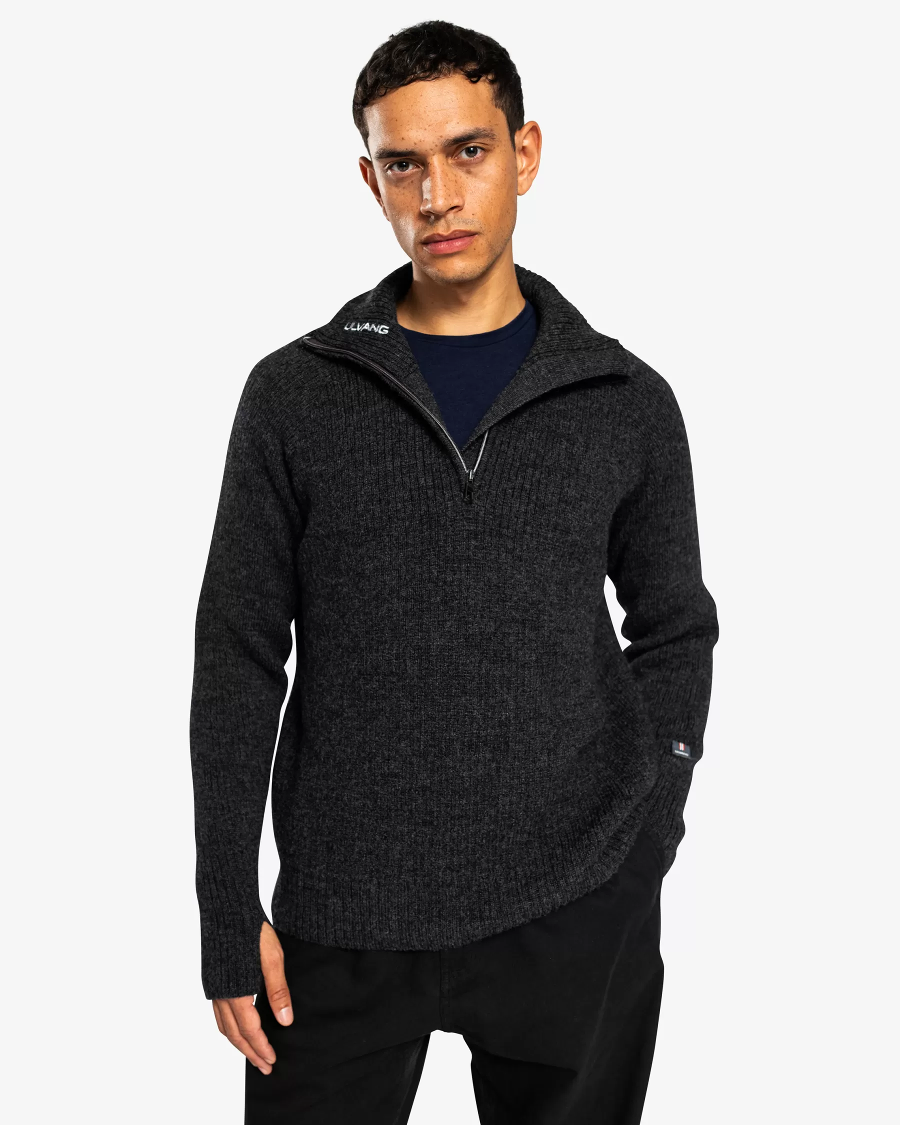 Ullstrikk*Ulvang Vegard Half Zip Genser Charcoal Melange